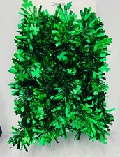 1 PK green St. Patrick's Day tinsel Garland w/ shamrock accent 12 ft party decor