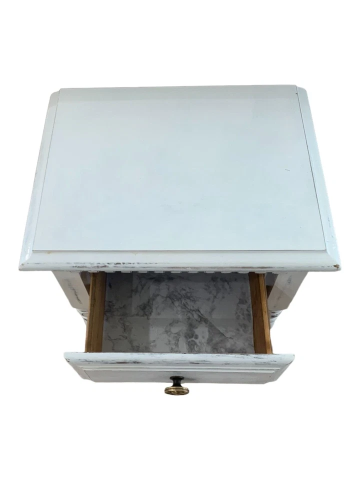 Shabby Chic end table Solid wood single drawer - Image 4 of 4