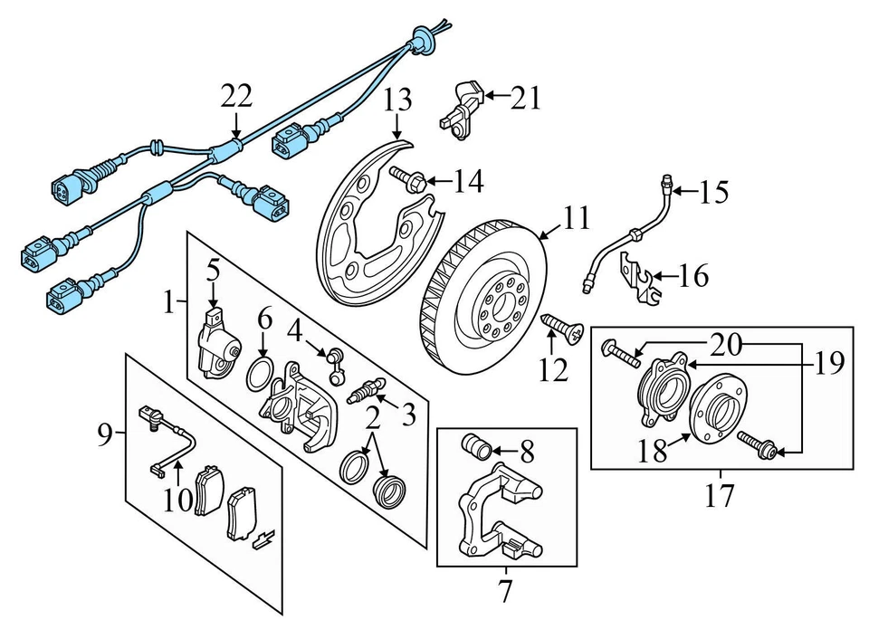 Audi A7 Quattro - задний правый ABS / датчик скорости / жгут проводов стояночного тормоза - Изображение 3 из 4