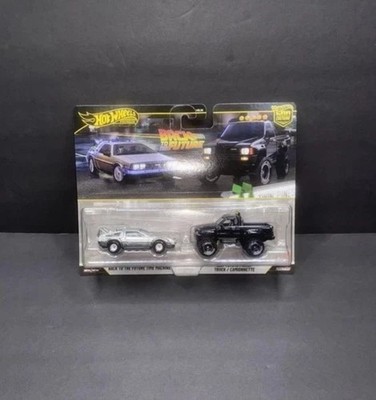 10 Hot Wheels - 2 Pack - Back To The Future Time Machine 87 Toyota Pickup Trucks