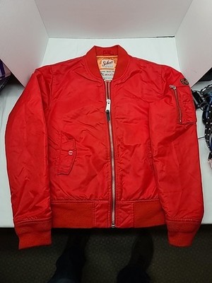 Vintage Schott Jacket Youth Xl Brooklyn New York Red Bomber