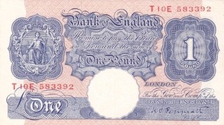 #Bank of England 1 Pound 1940 P 367 UNC K. O. Peppiatt