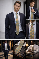 Men's Yellow Geometric Pattern Dress Tie Classic Necktie