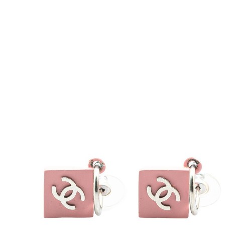 CHANEL Coco Mark Earrings Pink Plastic Metal Ladies
