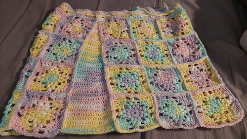 Handmade Crochet Pastel Grannysquare Skirt.made With Acrylic Yarn. - Picture 4 of 11
