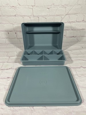 Vintage Tupperware Tuppercraft Stow-N-Go Light Blue Storage Container With Lid