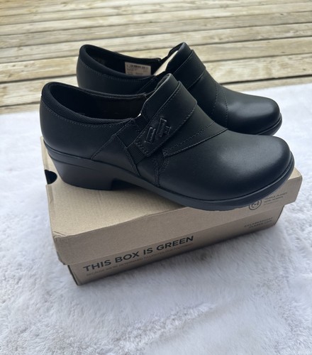 Clarks Shoes Womens Clarks® Angie Pearl Black Leather Loafers