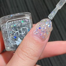 Glitter Nail Polish - Clear Glitter Sliver Nail Varnish Quick Dry - Long Lastin
