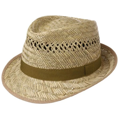 Airy Trilby Strohhut Ripsband einfarbig Made in Italy Damen und Herren Frühli... - Bild 1 von 4