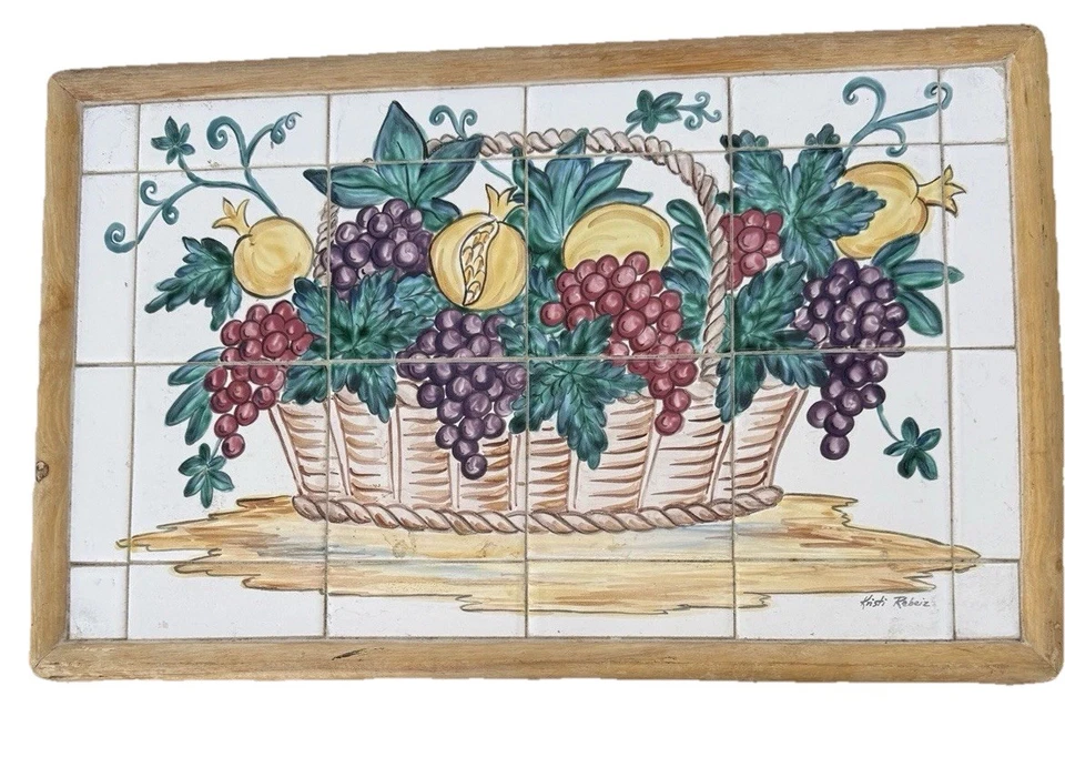 20” Hand Painted Tile Adjustable  Wood Tray Folding Legs Reading Eating Serving - Image 4 of 4