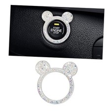 Bling Car Engine Start Button Cover, Rhinestone Key Ignition Knob Ring, 1PC AB
