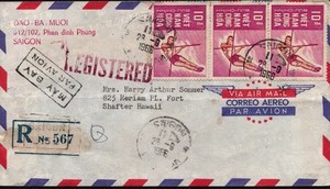 1966 Vietnam Registered Mail Cover to Fort Shafter Hawaii