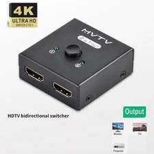 HDMI 2.0 Bi-Direction Switch Switcher 4K Cable Splitter HUB HDCP 2x1 1x2 In Out