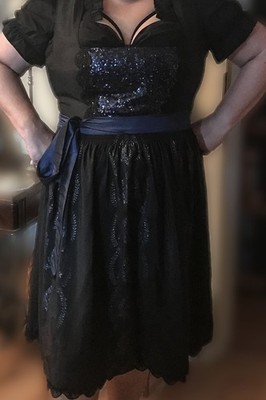 Dirndl Kleid mit Schürze von Spieth & Wensky Gr. 52 schwarz Gothic 1x getragen