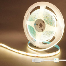 5V USB COB LED Strip Lights,6.56Ft/2M,Natural White 4000K,320Leds/M,8Mm Width,No