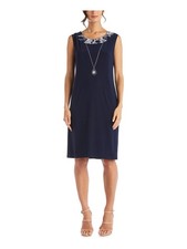 R&M RICHARDS WOMAN Womens Navy Pullover Unlined Sleeveless Dress Plus 18W