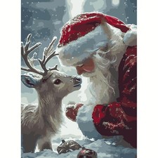 Winter Santa Claus DIY Paint by Numbers Kit for Adults 20x16 Inch Canvas Decor