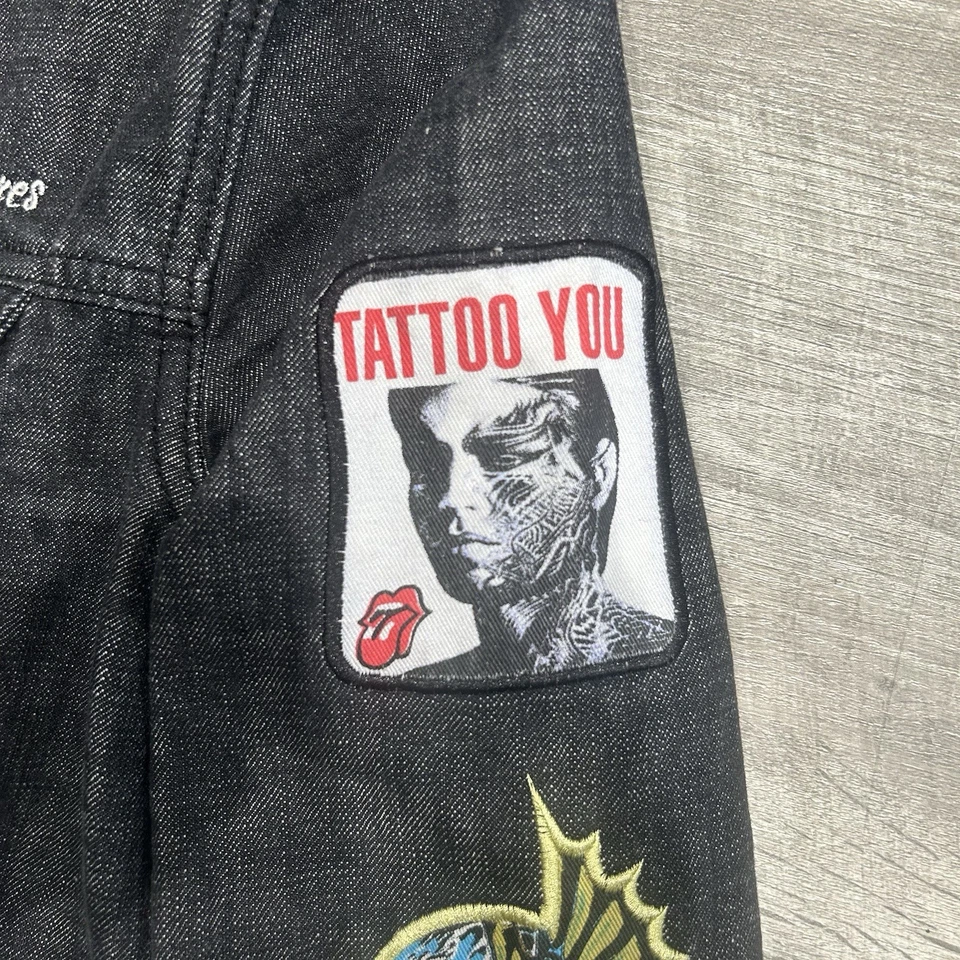 Rolling Stones Dragon Trucker Denim Jean Jacket Men SmallB Grunge Street Wear - Image 4 of 4