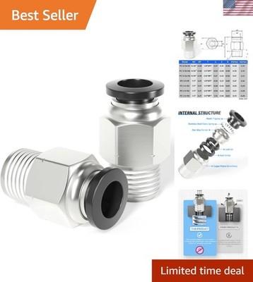 Lightweight 1/4'' Tube OD x 1/8'' NPT Male Push-to-Connect Fittings - 20 Pack