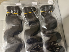Black Body Wave Human Hair Extensions Weft Wavy 3 Bundles Women 18  20  22  