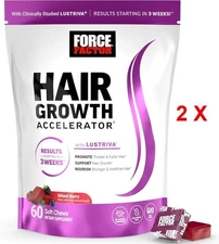 Force Factor Hair Accelerator - Biotin, Vit E&C, 60 Mixed Berry Gummies