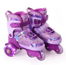 Toddler Roller Skates, 4 Adjustable Sizes Tri-Wheel Skates for Girls Ages 3-7...