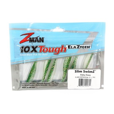 Zman Soft Lure Slim SwimZ 3 Inch 6/Pack Baby Bass (1611)
