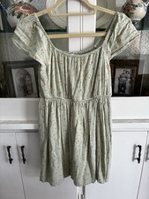 American Eagle Light Mint Green Floral Baby Doll Mini Sun Dress Small Fairy