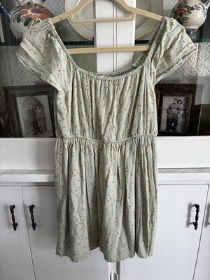 American Eagle Light Mint Green Floral Baby Doll Mini Sun Dress Small Fairy  | eBay