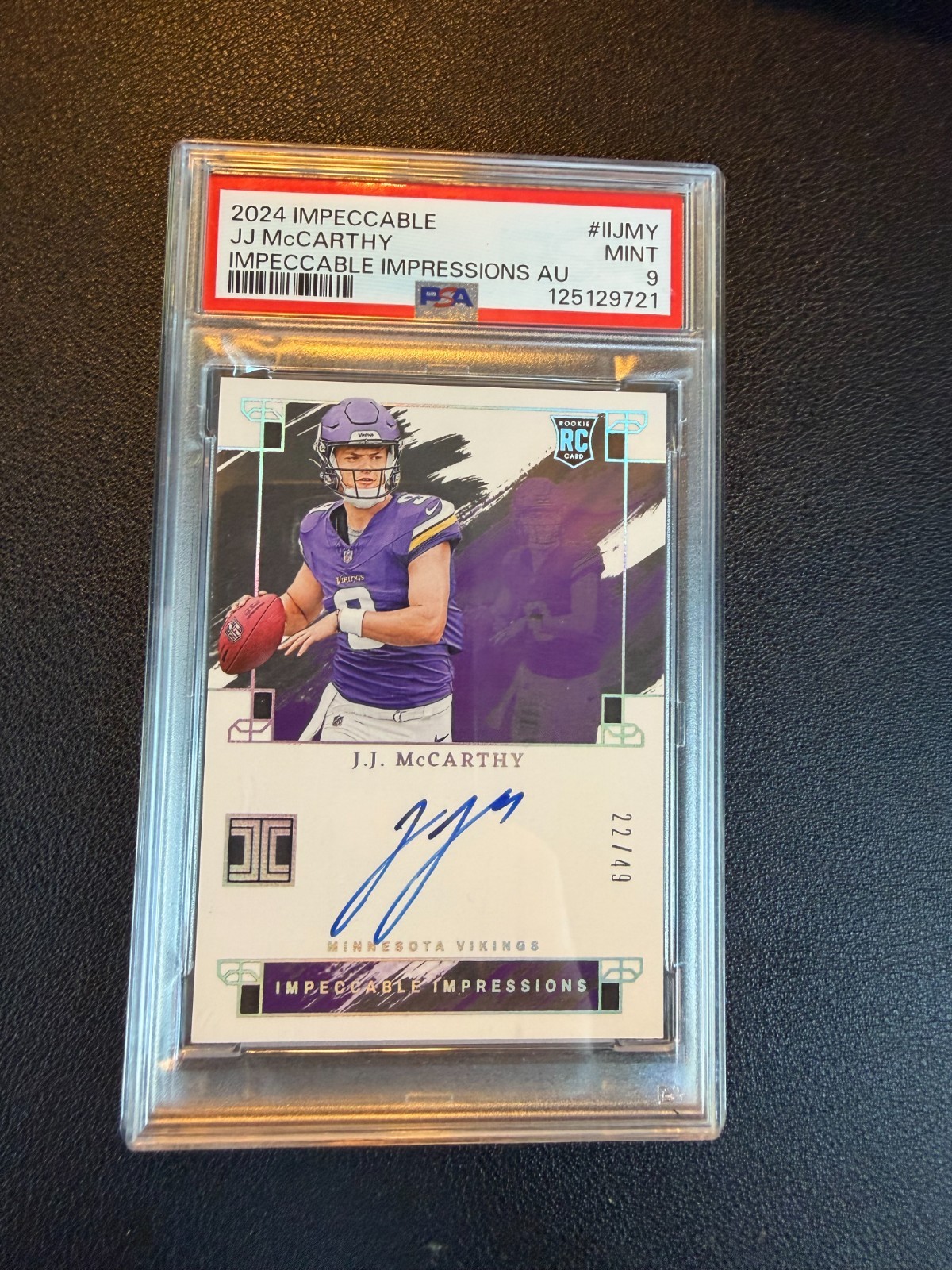 JJ McCarthy Panini Impeccable Impeccable Impressions Autographs #IIJMY Base