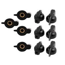 10Pcs 6mm Dia Black Plastic Rotary Switch Potentiometer Knobs Caps