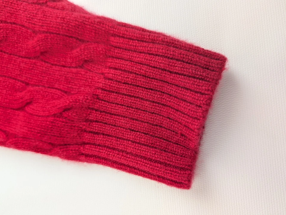 Lands End Mens Sweater M Red 100% Cashmere Cable Knit Crew Neck Pullover Soft - Image 2 of 4