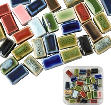 30 Pcs Rectangle Ceramic Beads for Jewelry Making Colorful Cuboid Porcelain Bead