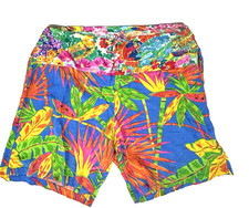 Jams World Varsity Shorts One Size Unisex Drawstring Hawaiian Tropical Vintage