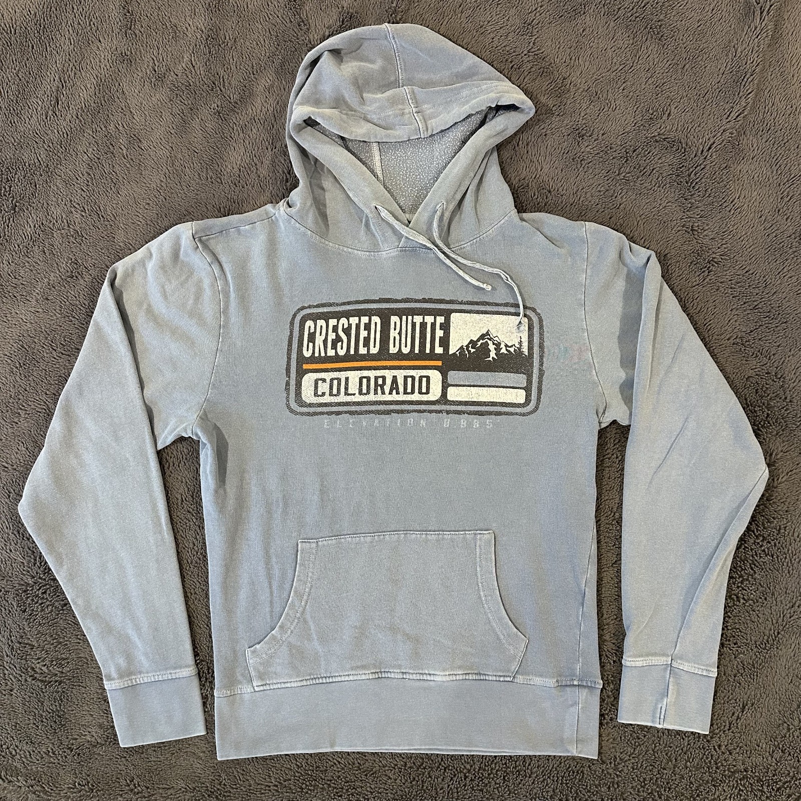 Crested Butte Colorado Blue Grey Pullover Hoodie Women's Size Small