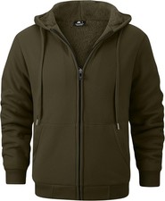 Mens Warm Fleece Lined Zip Up Hoodie Thick Winter Athletic Hooded Sweatshirt