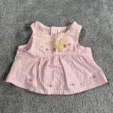 Vintage Disney Winnie The Pooh Gingham Dress Top Shirt Size 3 Months Friendship