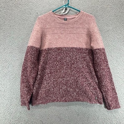 Multiblu Women Pullover Long Sleeve Knit Sweater Pink Red Colorblock Size 36 (S)