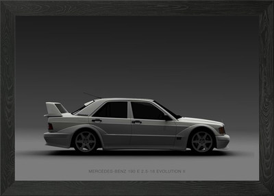 Mercedes-Benz 190E EVO II - Weiß L gerahmtes Wandbild Poster Leinwanddruck Bild