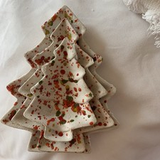 VTG 3 Nesting Ceramic Splatter Speckle Christ...