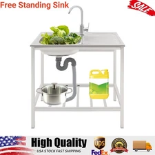 Home Free Standing Kitchen Sink Set W/ Operation Counter-top/Bottom Shelf/Faucet