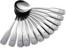 12-Piece Soup Spoon Set, 6.4-Inch Stainless Steel Round Spoons Dessert Spoons, S