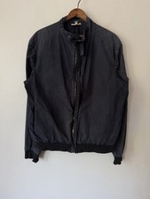 Helmut Lang Distressed Cotton Zip Up Jacket Navy Blue X-Large
