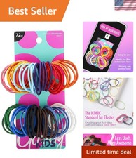 Comfortable Ouchless Elastics for All Hair Types - 72 Pack, Colorful Variety
