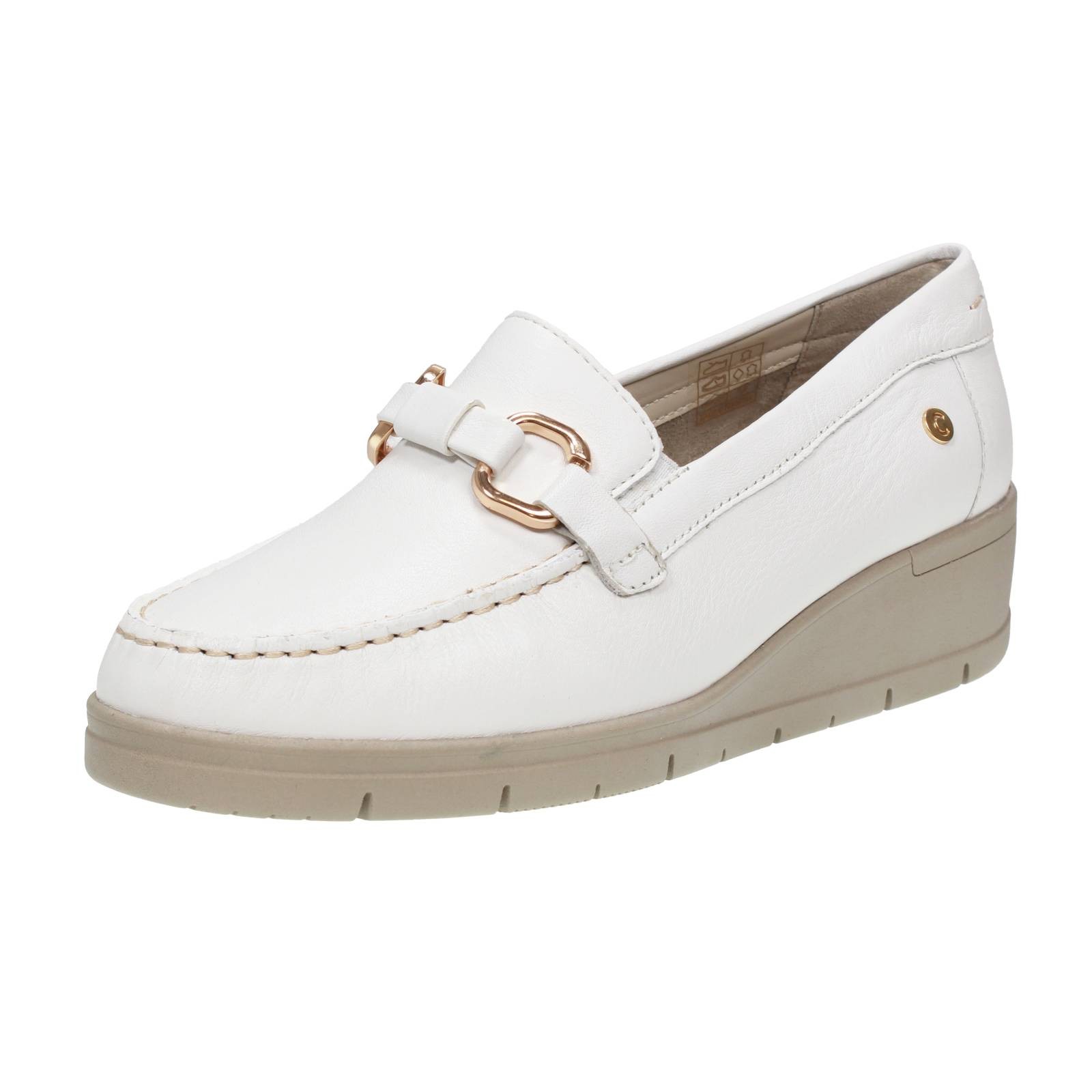 Cinzia Soft Leder Halbschuhe mit weißem Keilabsatz - Größe 36 [22,5 cm] Schuhe