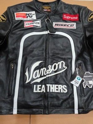 Supreme x Vanson Leathers Black Racing Jacket –Motorcycle Style