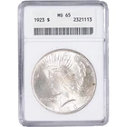 1923 $1 Peace Silver Dollar ~ ANACS MS 65 - Gen. 4 Old Soapbox Holder