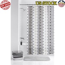 Lightweight PEVA Shower Curtain 13-Piece Set W/ Roller Glide Hooks Waterproof US