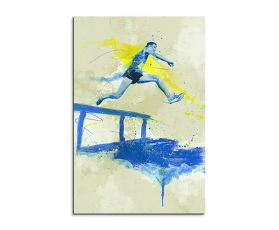 60x90cm Hindernislauf SPORTBILDER Splash Art Wandbild Aquarell Art
