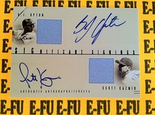 2005 Fleer Dual Autograph B.J. UPTON / SCOTT KAZMIR GU Jersey Rays Auto #ed 1/15